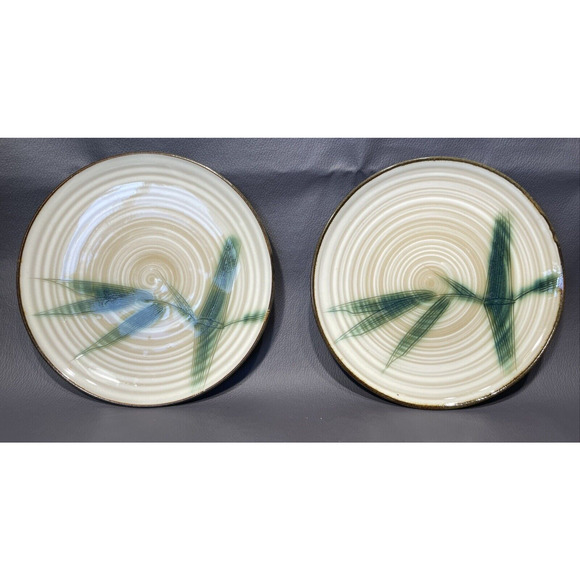 Showa Stone Ware Bamboo Pattern Tea Coffee Cups (2) W/ Saucers (2) Hand Crafted - Picture 2 of 14